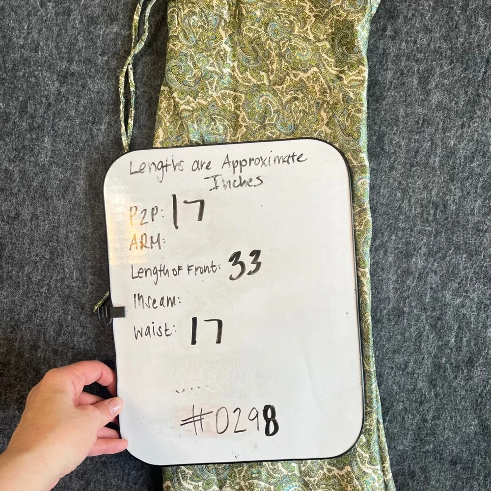 Zara Green Paisley Print Vacation Viscose Slip Dress Size L Mini Ruched V-Neck - Picture 9 of 12